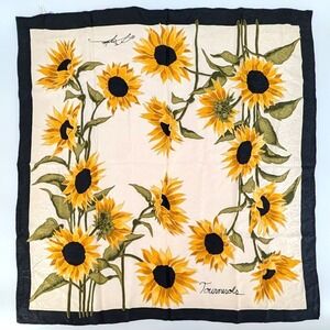 Vintage Sunflower Tournesols Paisley 100% Silk Scarf Sophie 34in
